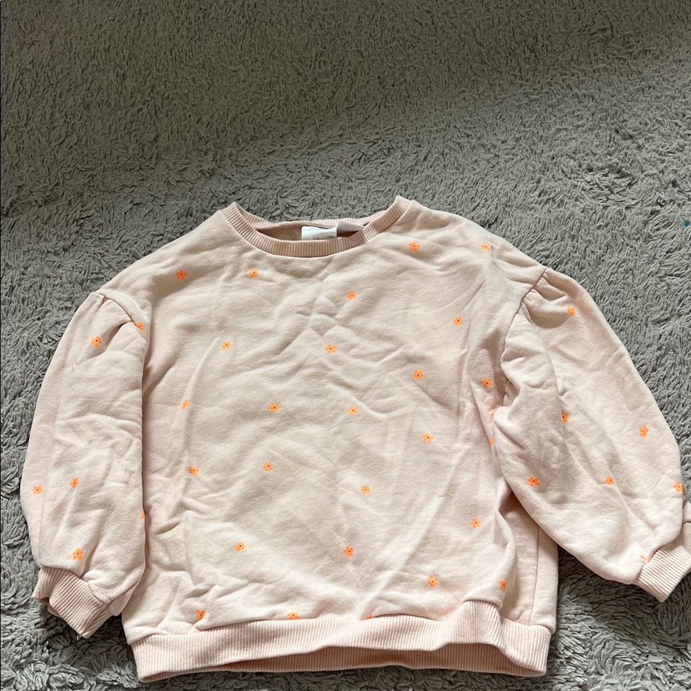 Zara Light Pink Sweatshirt with Orange Details